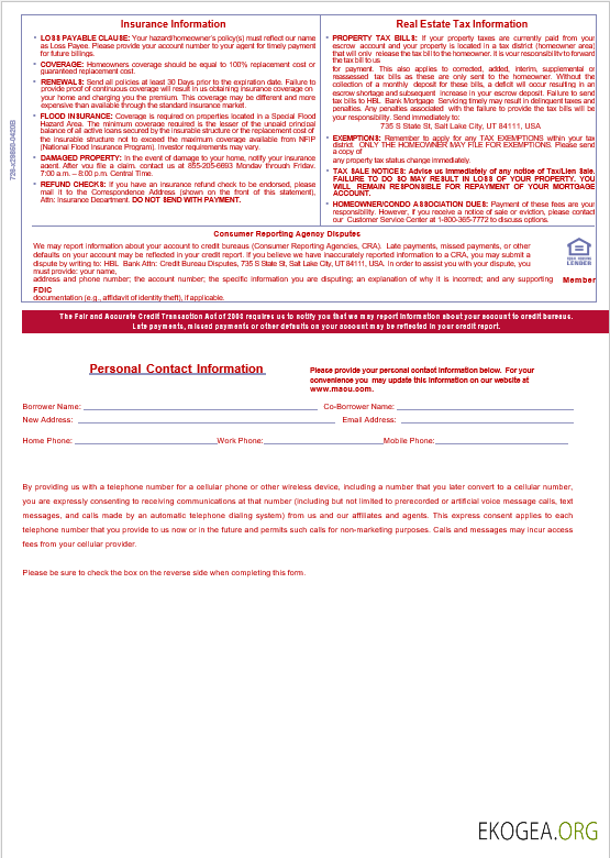 Relevé d'hypothèque bancaire USA Mountain America Credit Union aux formats Word et PDF, 3 pages template